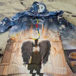 Graphic Hoodie with Angel Wings and Number 24